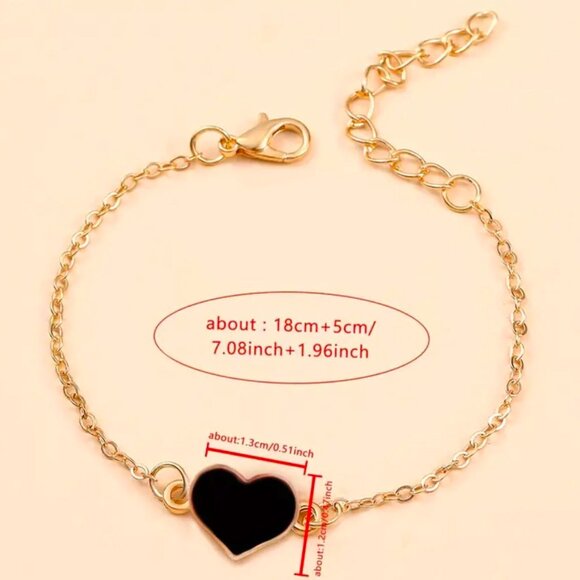 Brand New 2pc Black & Rose Gold Sparkling Watch & Black Heart Bracelet Set - Picture 3 of 5